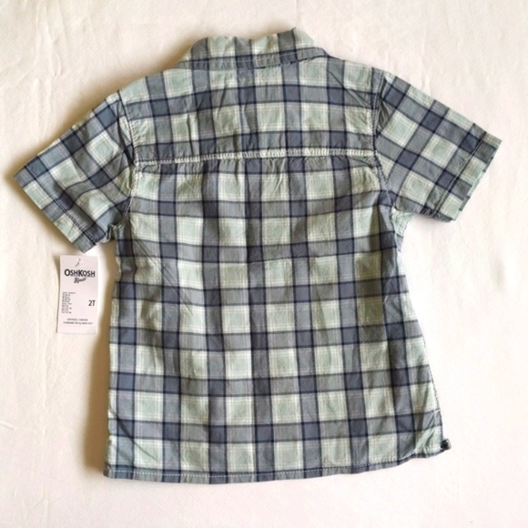 NEW oshkosh b'gosh plaid button down collared short sleeve shirt 2T boys - Picture 8 of 8